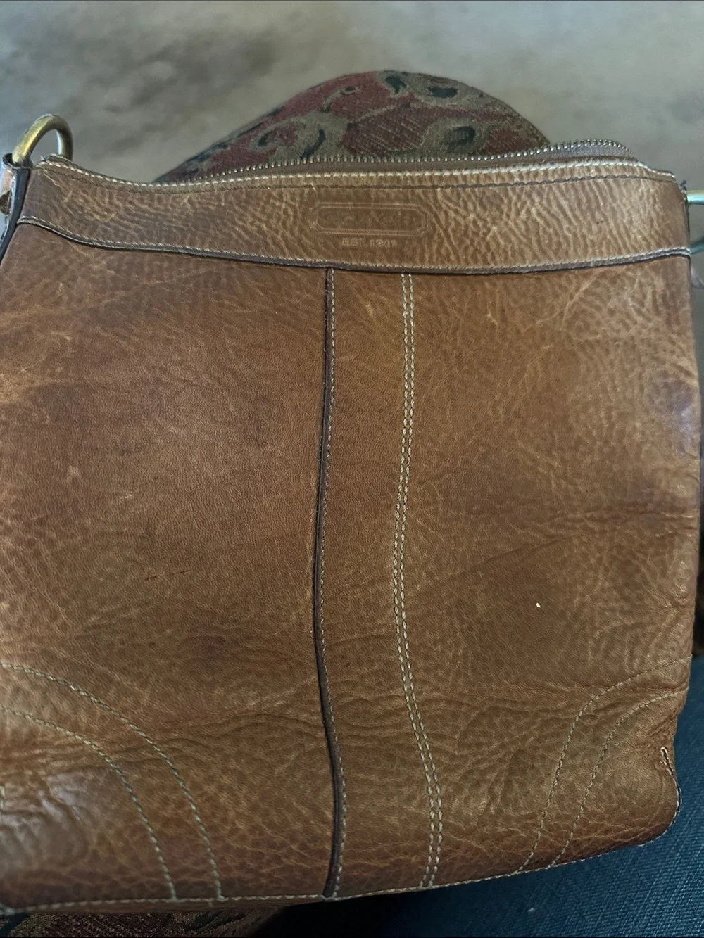 Coach 1941 Chelsea Brown Laced Leather Crossbody Shoulder Bag Brass Hardware
